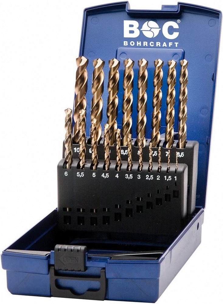 19-osaline HSS-E cobalt MET, puuride kompl, DIN338 1.0-10.0 mm/0.5 mm samm