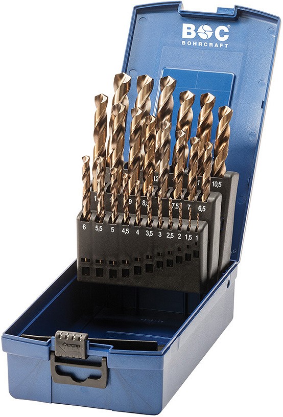 25-osaline HSS-E cobalt MET, puuride kompl, DIN338 1.0-13.0 mm/0.5 mm samm