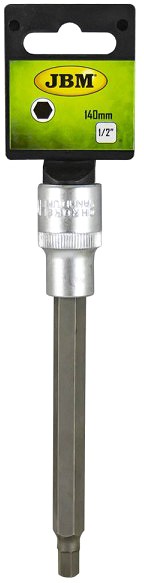 1/2" padrunotsik pikk kuuskant HE×5 mm, 140 mm satin CR-VAN, riputuspakend