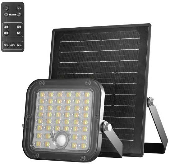 LED solar valgusti LIIKUMISANDURIGA+PULT 10 W 2CCT IP65 premium