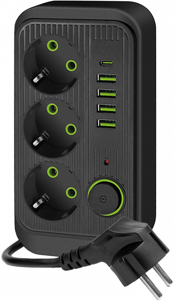 Kontori pikendusjuhe 3 PESA+4 USB-A+1 USB-C 5M must 3×1.5MM2 lülitiga