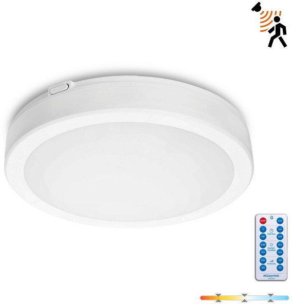 230 V LED PLAFOON/VALGUSTI anduriga nairos, valge 18 W G2 3CCT LX IP65