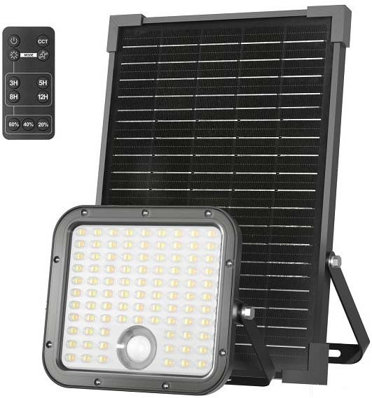 LED solar valgusti LIIKUMISANDURIGA+PULT 30 W 2CCT IP65 premium