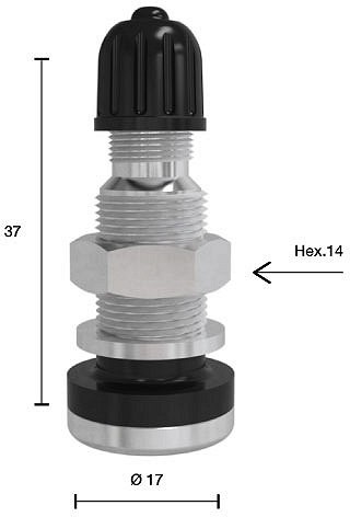 TL-MET.VENTIIL, nikeldatud V2-05-1/TR416S, madal mutter, L=39.5 mm, AVA 11.3 mm