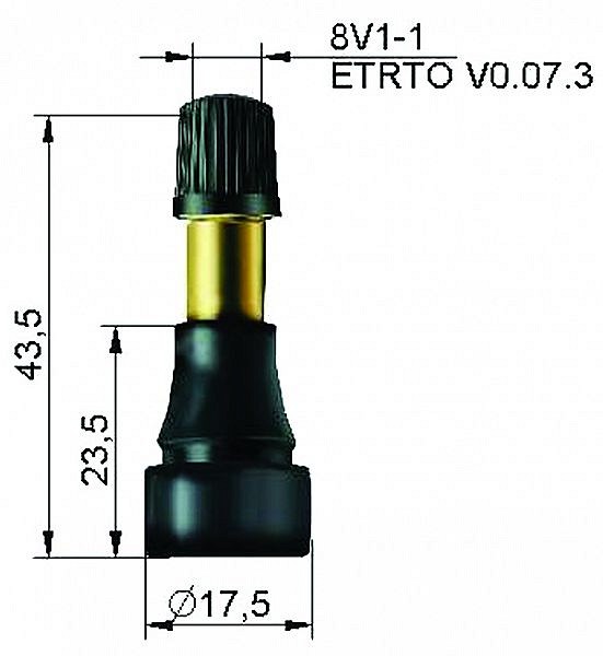 TL-ventiil V3-23-1 / TR600HP, kaubikutele, 5.5 bar, L=32.2/43.8 mm, AVA 11.3 mm