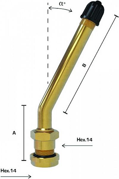 TL-ventiil veoauto, V3-20-4 (MICH.1485) AVA=9.7 mm, nurk 27, L