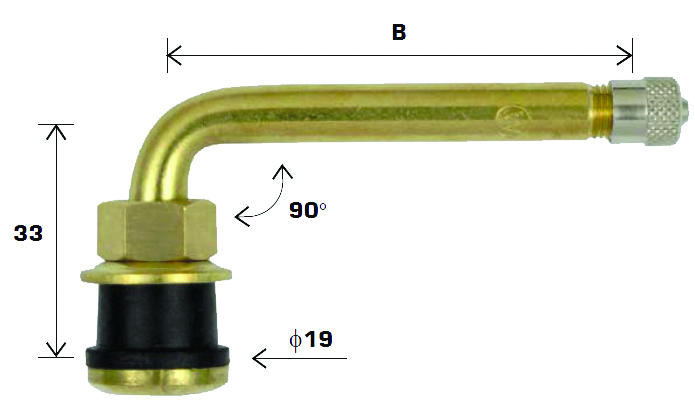 TL-ventiil veoauto, V3-21-9 / TR570C, nurk 90, AVA 15.7 mm, L