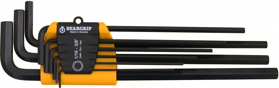 9-osaline tollmõõdus L-KUUSKANTVÕTMETE kompl, 1/16"-3/8"