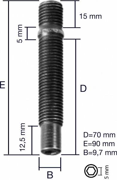 Tikkpolt TP12×1.5/90 (P90) PRA90CH5 topeltkeermega
