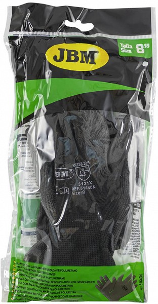 PU kattega nailontöökindad "PRO-TEC" suurus 8" (kile üksikpakis)
