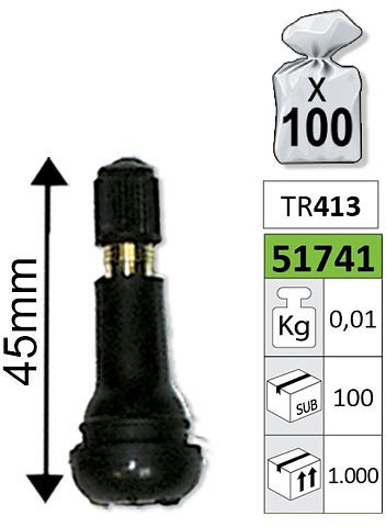 Ventiil TR413 45 mm "good FOR GO" JBM 100 tk pakis, müüme PAKK!
