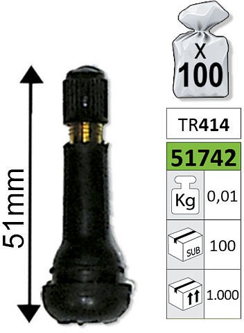 Ventiil TR414 51 mm "good FOR GO" JBM 100 tk pakis, müüme PAKK!