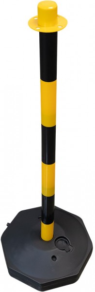 PVC must-kollane PIIRDEPOST/OHUPOST jalaga (liivaga täidetav) ketihoidjaga