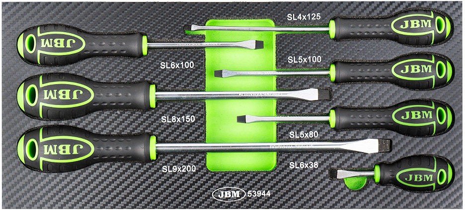 7-osaline kruvikeerajate komplekt "J-grip", lapik, PU-PANEELIS JBM*