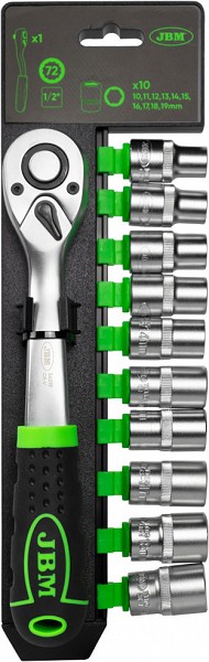 11-osaline 1/2" PADRUNITE KOMPLEKT 10-19 mm