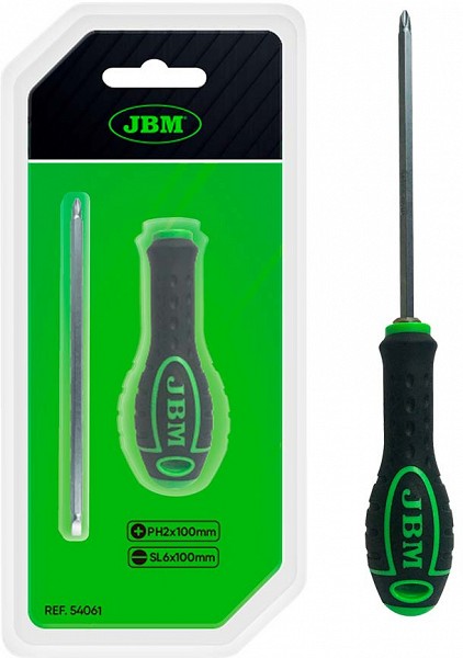 1-osaline 2-IN-1 kruvikeeraja komplekt "J-grip" rist-lapik (2-POOLNE) 100 mm