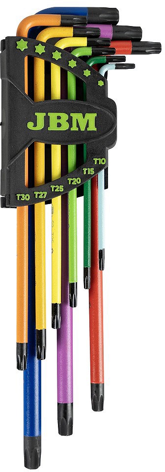 9-osaline L-TORX avaga kompl, T10-T50, VÄRVILINE+FOSFAADITUD, S2 teras