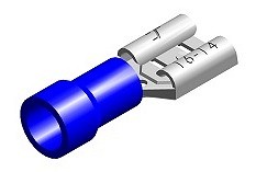 Juhtmeotsik lapik "EMA" sinine 6.3×0.8 mm blister 10 tk