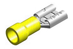 Juhtmeotsik lapik "EMA" kollane 6.3×0.8 mm blister 5 tk