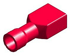 Juhtmeotsik lapik "EMA" kaetud punane 6.3×0.8 mm blister 10 tk