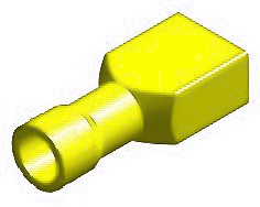 Juhtmeotsik lapik "EMA" kaetud kollane 6.3×0.8 mm blister 5 tk
