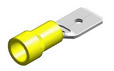 Juhtmeotsik lapik "ISA" kollane 6.3×0.8 mm 100 tk