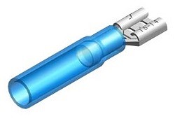 Termokahanev juhtmeotsik lapik "EMA" sinine 6.3×0.8 mm 10 tk