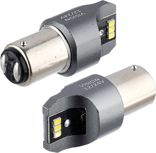12V/24V BAY15D LED pirn 5 W P21/5W canbus valge blister 2 tk