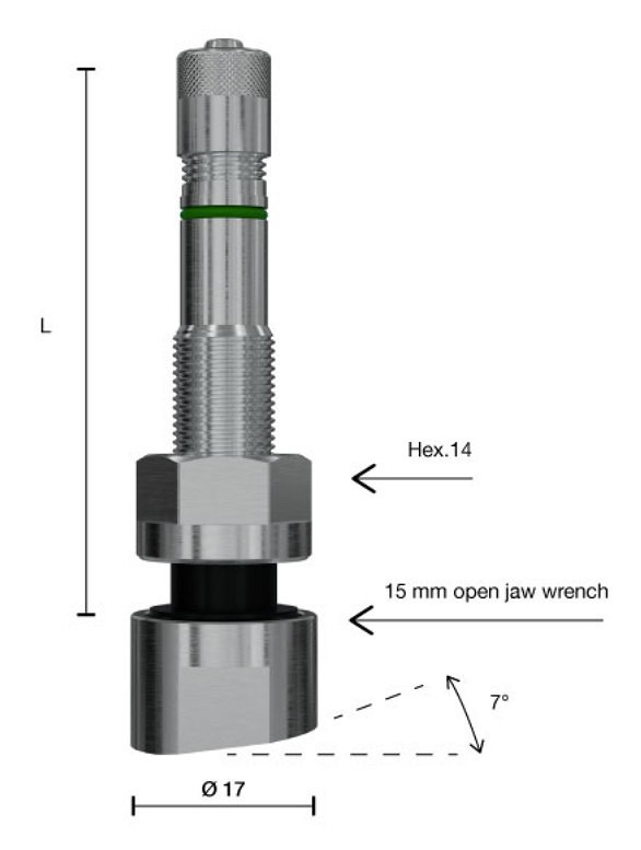 TPMS ventiil WONDER 1319 / 54MS veoauto valuveljele 9.7 mm, L=48+MM / tald 7-KRAADI