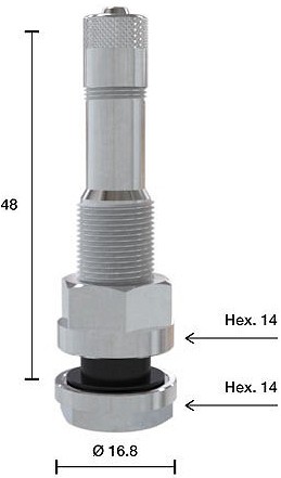 TL-ventiil veoauto valuv, 54MS / V3-22-3, AVA 9.7 mm, sirge L=48 mm, alcoa velgedele