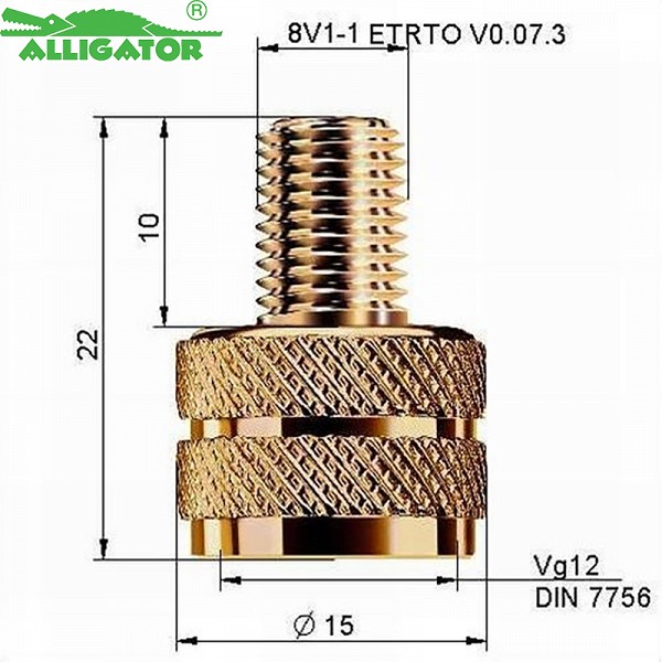 Ventiili adapter VG12-VG8 (üleminek jämedalt stand, ventiilile) kork