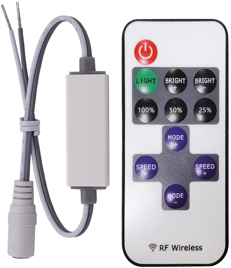 LED dimmer (50×15×7 mm) SC02DP 5-24V puldiga (87×36×8 mm) IP20