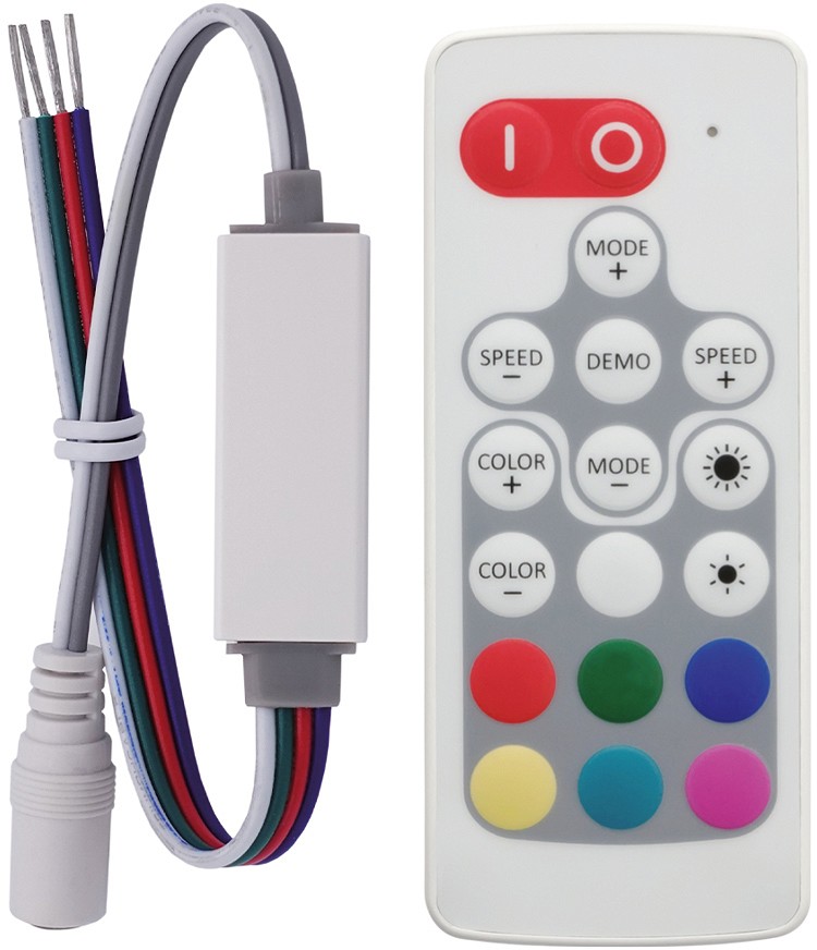 LED RGB kontroller (50×15×7 mm) ST06FP 5-24V puldiga (87×36×8 mm) IP20