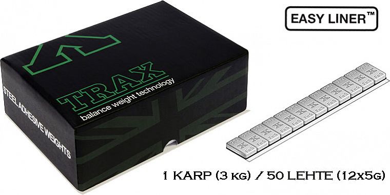 Liimitav tasakaal 3.8 mm, karp 50×60G (12×5G) FE, hall pulberv, (TRAX standard)