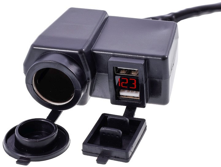 Voltmeeter + 2XUSB + SIG, süütaja pesa lülitiga 4.2 A mootorrattale