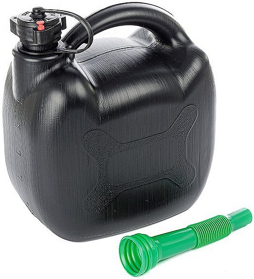 Plastkanister 5 l valamisotsikuga must