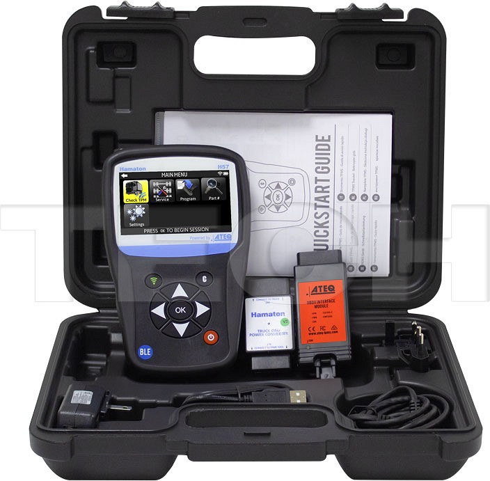 H57+BLE+TRUCK rehvirõhuandurite diagn, JA program, seade + OBD II moodul JA konverter 12/24V