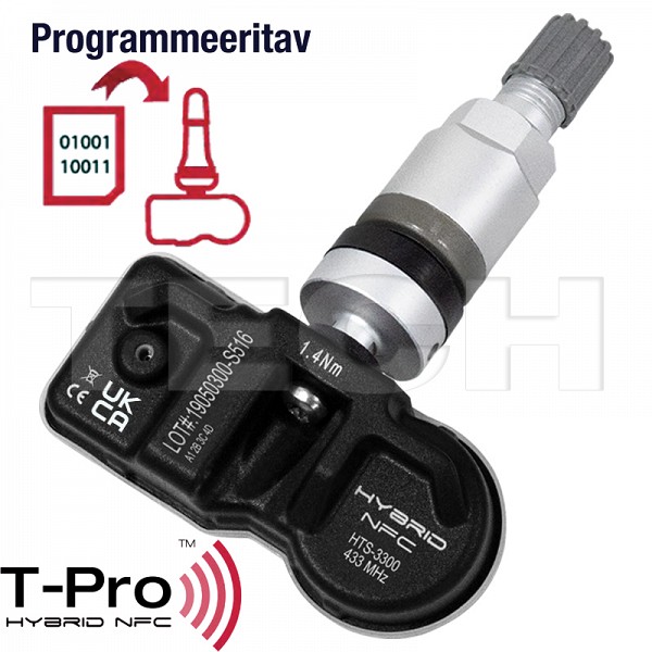 TECH T-PRO hybrid NFC TPMS andur AL.VENTIILIGA 434 MHZ mutter 5.0 Nm, kruvi 1.4 Nm