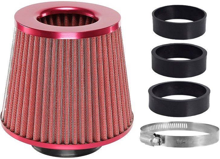 Koonusfilter punane 155×130×120 mm + adapterid 60/63/70 mm