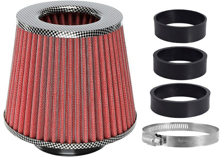 Koonusfilter PUNANE/CARBON 155×130×120 mm + adapterid 60/63/70 mm