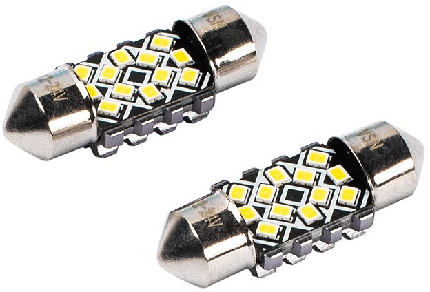 12/24V SV8.5-8 festoon LED pirn 2.4 W 31 mm 6500K canbus valge blister 2 tk