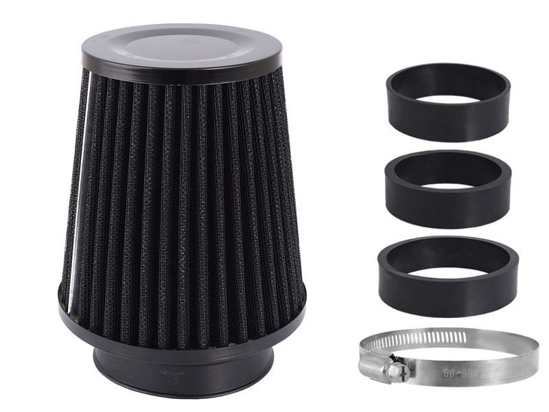 Koonusfilter must 120×130×90 mm + adapterid 60/63/70 mm