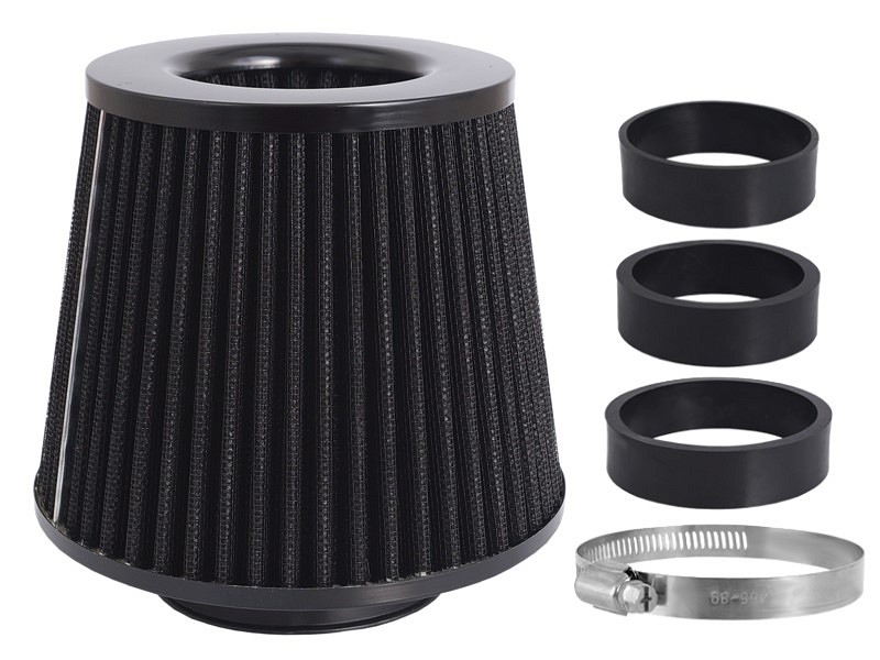 Koonusfilter must 155×130×120 mm + adapterid 60/63/70 mm