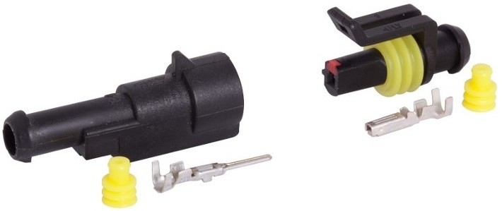 Superseal 1-PIN pistikupesa + pistik 12-24V 15 A IP67