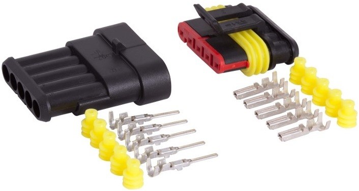 Superseal 5-PIN pistikupesa + pistik 12-24V 15 A IP67