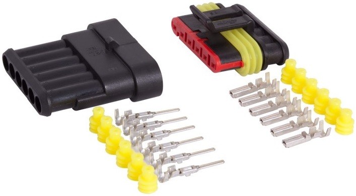 Superseal 6-PIN pistikupesa + pistik 12-24V 15 A IP67