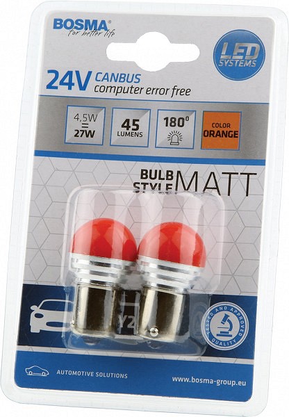 24 V BAU15S LED pirn 4.5 W PY21W kollane canbus blister 2 tk