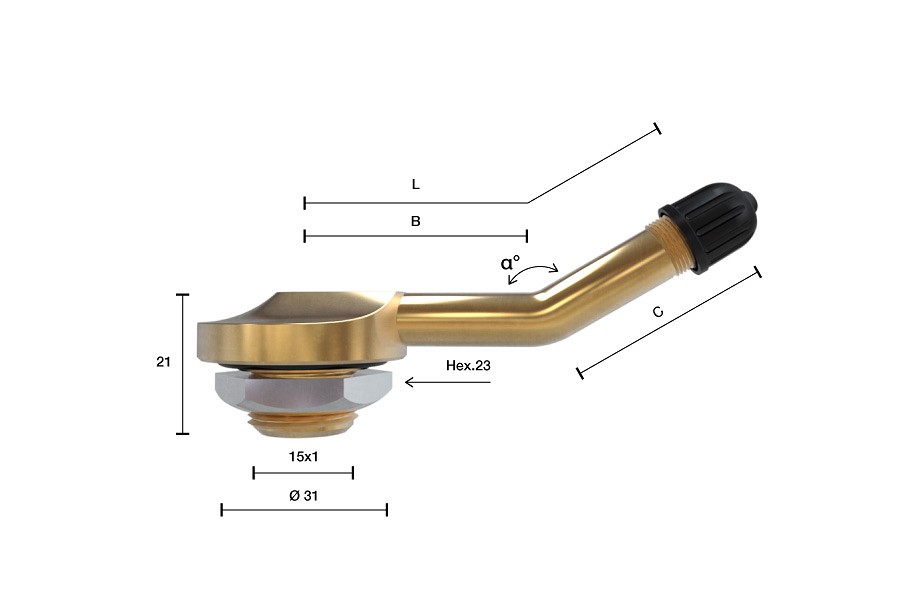 TL-ventiil VEOAUTO/HAAGIS V3-16-1 (65MSF) AVA=20.5, L=36+29 mm, painutatud