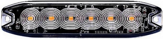 Strobo vilkur kollane 6-LED 12/24V, madal 130×30×7 mm