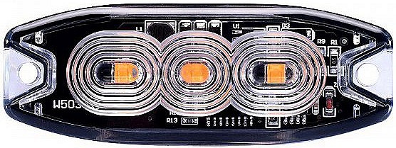 Strobo vilkur kollane 3-LED 12/24V, madal 82×30×9 mm